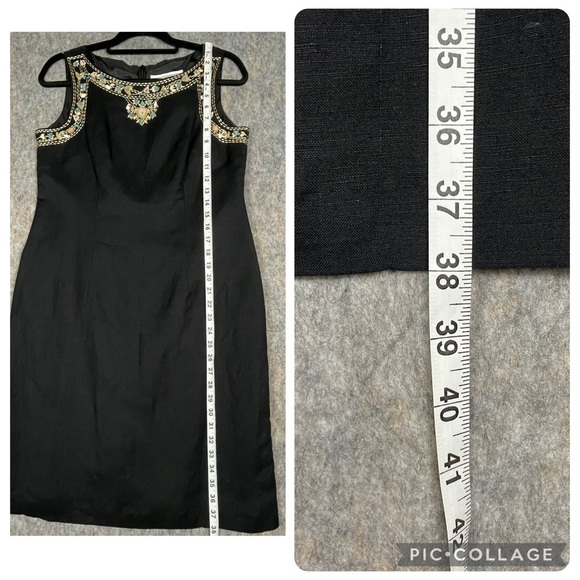 Jessica Howard Black Linen Blend Beaded Embroidered Sleeveless Summer Dress - 10 - Picture 12 of 15